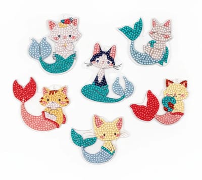Diamond Painting set Mermaid Cats - DIY Hanging Acrylic Charm Chains Kit (Kit of 6) - Letistitch