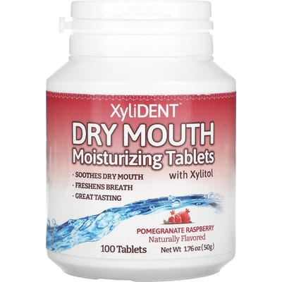 XyliDENT, bouche sèche, comprimés hydratants au xylitol, grenade framboise, 100 comprimés