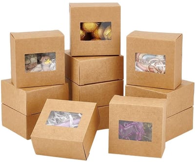 Dailygoods- Geschenkdoos 30 Stuks - Verpakkingsdozen met Venster - Kartonnen Dozen - Traktatie Doos - Duurzaam - Afmetingen 8 x 8 x 4 cm