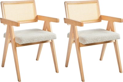 AVA - Eetkamerstoelen set van 2 - Lichtbruin/Lichtbeige - Rubberhout
