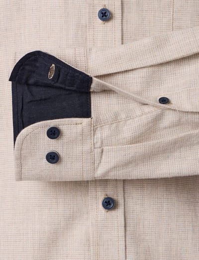 CASA MODA Sport casual fit overhemd - structuur - beige