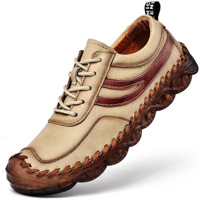 Lente en Herfst Plus Size Sport Leren Schoenen Heren Echt Leer Zachte Zool Heren Brits Wild Heren Casual Schoenen Heren Ademende Schoenen 46 bruin