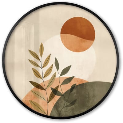 Poster in lijst Rond - Fotolijst 60x60 cm - Posters - Takken - Vormen - Abstract - Ronde posterlijst zwart - Decoratie - Wanddecoratie woonkamer - Muurdecoratie slaapkamer