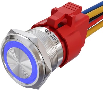 Momentane Drukschakelaar 22 mm, 12 V DC, 10 A, Waterdichte Drukknopschakelaar met LED voor Auto, Camper, Vrachtwagen en Boot