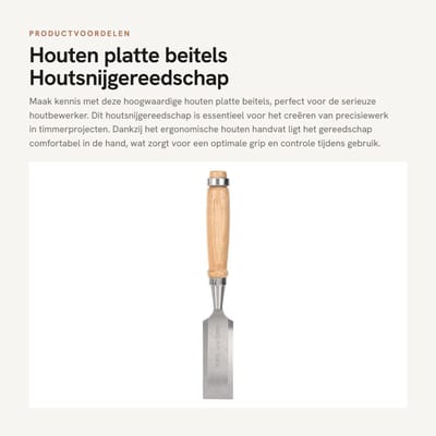 Dailygoods- Platte Beitels 32 mm - Houtsnijgereedschap - Ergonomisch Houten Handvat - Duurzaam Chroom-Vanadium Staal - Scherpe Rand - Kwaliteitscontrole - Beitel