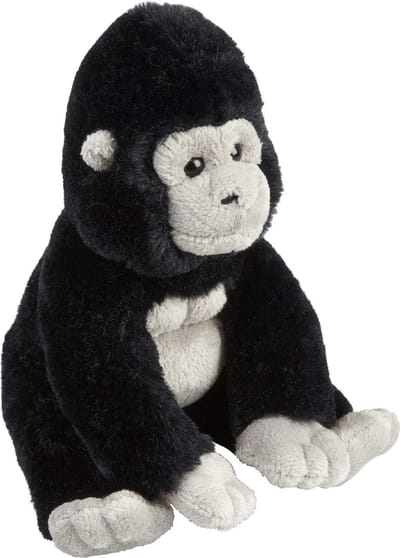 Ravnesden Pluche knuffel dier - Gorilla Aap - zwart/grijs - 18 cm - Apen knuffeldieren