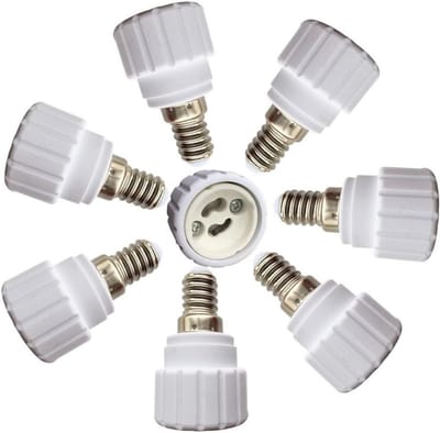 Set van 8 E14 naar GU10 Lampvoet Adapters voor LED Lampen, Verlichting en Huishoudelijk Gebruik