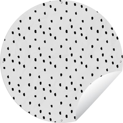 Tuincirkel Zwart - Stippen - Design - Wit - 60x60 cm - Ronde Tuinposter - Buiten