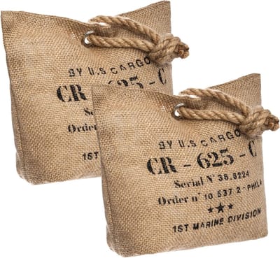 Atmosphera Deurstopper gewicht Lofty - 2x - 1 kilo - jute beige - polyester en zand - 26 x 19 cm - buiten/binnen deuren