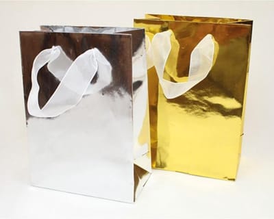 Cadeauverpakking/draagtas - 6 stuks (3Goud en 3Zilvermetaal) - 34.5*25cm -