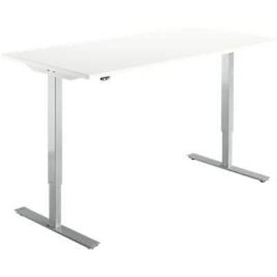 Bureau START OFF - elektrisch in hoogte verstelbaar - B 1600 x D 800 x H 755-1255 mm – T poot blank alu – wit/blank aluminium