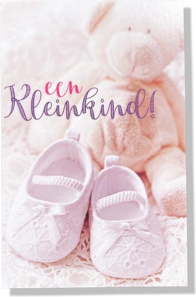 Gefeliciteerd Kleinkind - Luxe geboortekaartje Kleinkind - 12x17cm - Gevouwen wenskaart met envelop