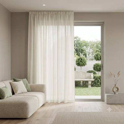 Maison Elara Transparante Raamgordijnen Linnen Vitrage Plooiband 300x220 cm Natuurlijk Kant en Klaar Paneel