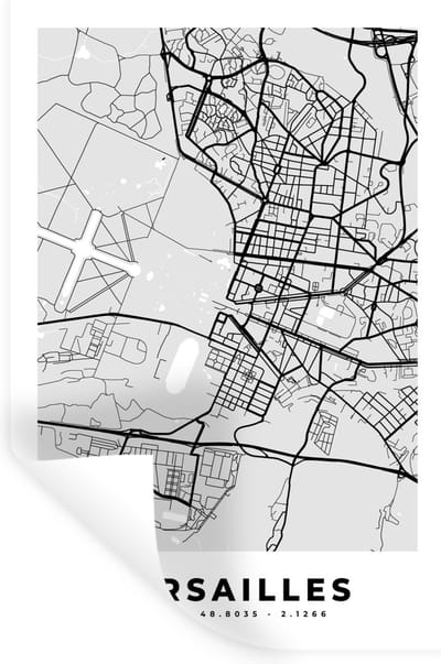 Muurstickers - Sticker Folie - Stadskaart - Frankrijk - Kaart - Versailles - Plattegrond - 20x30 cm - Plakfolie - Muurstickers Kinderkamer - Zelfklevend Behang - Zelfklevend behangpapier - Stickerfolie