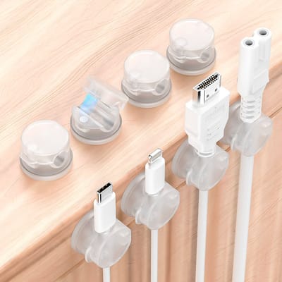 CableMate® Magnetische Kabelhouder - 6 stuks - Roterend - Transparant - Zelfklevend - Kabelclips - Kabel organizer