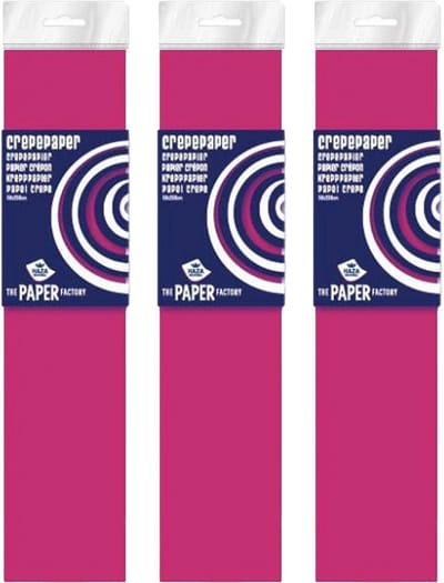 Crepe papier platte vellen - 3x - donkerroze - 250 x 50 cm - Knutselen met papier - Knutselspullen