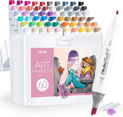 Alcohol Markers - Alcohol Markers Set - 60 Kleuren - Dubbele Punt - Sneldrogende Inkt - Voor Kunstenaars en Manga Illustrators