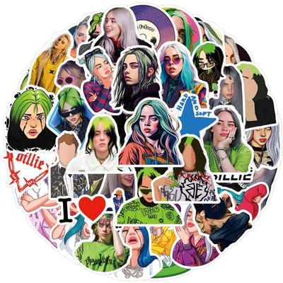 55 stuks Bili Stickers van Beroemde Zangeressen Waterdicht Skateboard Bagage Waterfles Gitaar Computer Decoratieve Sticker black