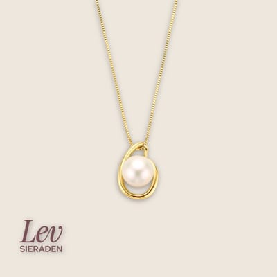 Lev Sieraden - Venetiaanse collier van 14k goud met parel hanger - 40-44cm x 0.7mm - Goud - 14 karaat - Ketting