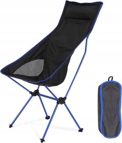 Outdoor Camping Opvouwbare Stoel - Draagbare Campingstoel - Draagvermogen van 150 kg - Met verwijderbare hoofdsteun - Wordt geleverd met opbergtas - Geschikt voor wandelen, vissen en kamperen