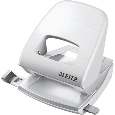 Leitz Style Metalen Kantoor Perforator - Perforeert Tot 30 Vel - Voor Mappen En Ringbanden - Ideaal Voor Thuiskantoor - Wit