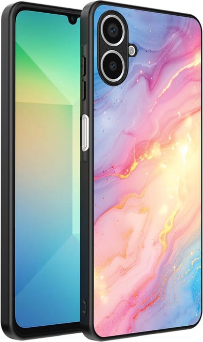 Smartphonica Telefoonhoesje Geschikt voor Samsung Galaxy A06 met Regenboog Glitter Marmer Opdruk - TPU Backcover Case Rainbow Glitter Marble Design geschikt voor Samsung Galaxy A06