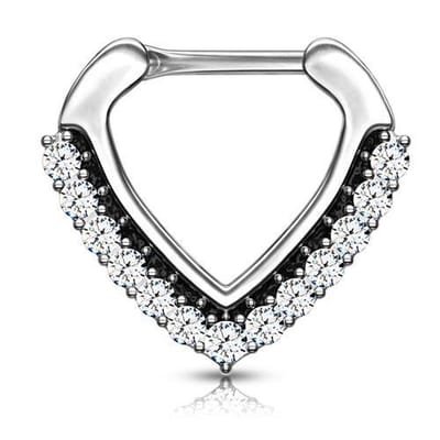 Piercing PVD high quality V-shape gemmed 1.2x8 - zilver - LMPiercings
