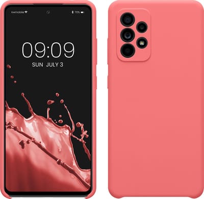 kwmobile telefoonhoesje geschikt voor Samsung Galaxy A52 / A52 5G / A52s 5G - Hoesje met siliconen coating - Smartphone case in Pastelkleurig koraal