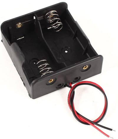 Batterijhouder - Accubakhouder Batterijbox - Stroomvoorziening C-batterijen - Draadgeleiders - 2x1.5V C - Zwart
