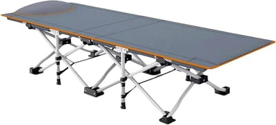 Opvouwbaar Kampeerbed - Vouwbed Buiten - Ontspannen Buiten - Versterkt Stalen Frame - 160 cm Lengte - Oranje Grijs