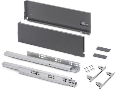 Emuca Vertex met 3D-regeling Outdoor lade, hoogte 178mm, 40kg, diepte 350mm, Staal, Antracietgrijs