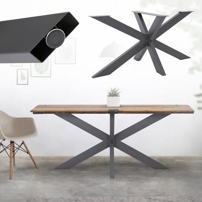 Set Tafelpoten Spider Kruisend X-Design 78x71x150cm Antraciet Industrieel Staal DIY
