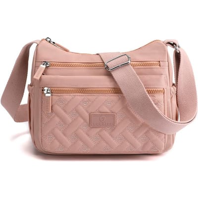 Schoudertas met meerdere compartimenten voor dames Creatieve diamanten borduurgaren Messenger Bag Waterafstotende nylon tas met grote capaciteit one size roze