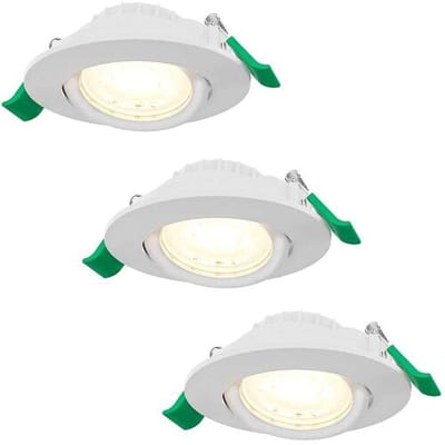 HOFTRONIC set van 3 prado dimbare led inbouwspots rond – 6 watt 570 lumen cct instelbaar 2700k 4000k 6000k – kantelbaar – wit kunststof – ip20 – inbouwspots plafond woonkamer keuken slaapkamer