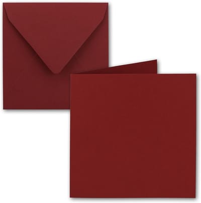 50x Vierkante blanco kaarten 15x15 cm Donkerrood met Enveloppen voor Uitnodigingen en Wenskaarten