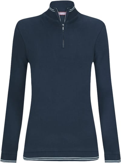 Felix Hardy Gebreide Trui Met Halve Rits - 100% Katoen Dames Navy - L
