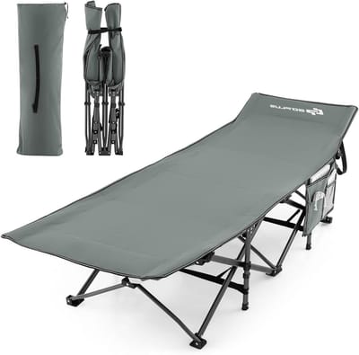 Veldbed Inklapbaar - Campingbed Opvouwbaar - Buiten Ontspannen - Extra Stabiel Frame - 190 x 70 cm - Grijs