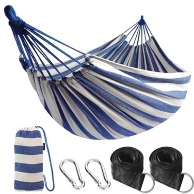 Katoenen Hangmat - Outdoor Relax - Ontspanning Buiten - Grote Draagkracht - 210 x 150 cm - Lichtgroen