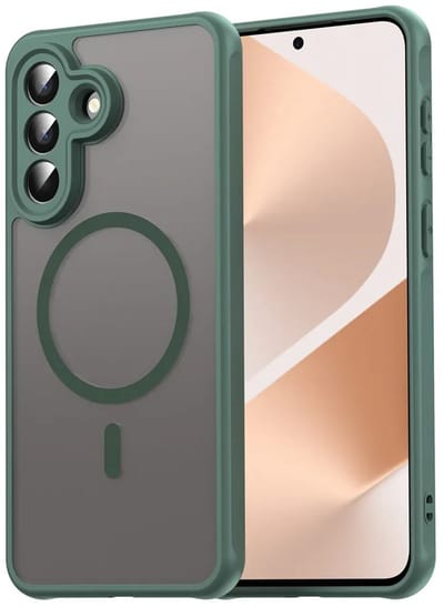 MobyDefend Hoesje - Geschikt voor Samsung Galaxy A57 - Case Geschikt voor MagSafe - Mat Transparant Met Gekleurde Rand - Groen