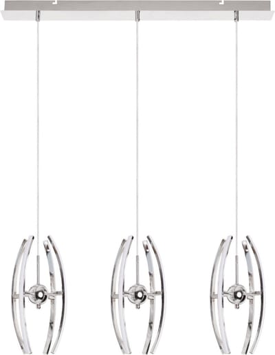 LED Hanglamp - Hangverlichting - Optra - 36W - Natuurlijk Wit 4000K - 3-lichts - Mat Chroom - Aluminium