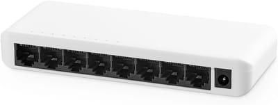 Gigabit Ethernet Switch - Netwerk Hub - Snelle Internet Verbinding - 8 Poorten Compact - Mini Formaat - Wit