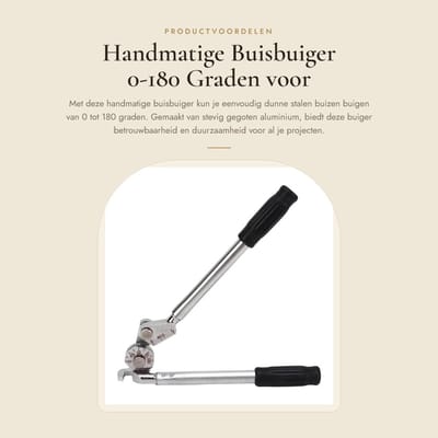 Dailygoods- Buisbuiger 0-180 Graden - Handmatige Buisbuiger - Stevig Gietaluminium - Voor 6 Mm Dunne Stalen/Pijpen - Universeel Buiggereedschap - Ideaal voor Bouwplaatsen - Pijpbuiger