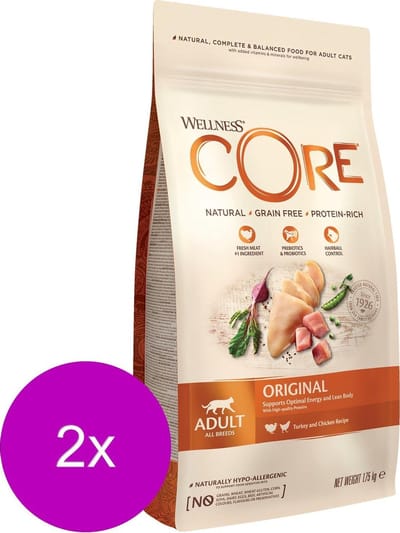 Wellness Core Grain Free Cat Original Kalkoen&Kip - Kattenvoer - 2 x 1.75 kg