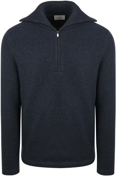 Suitable Deep Zip Pullover Boiled Wool Donkerblauw (navy) - Maat S - Heren - Schipperstrui - Schipperstrui met rits - Volwassen mannen