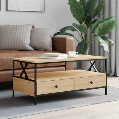 vidaXL - Salontafel - 100x51x45 - cm - bewerkt - hout - sonoma - eikenkleurig
