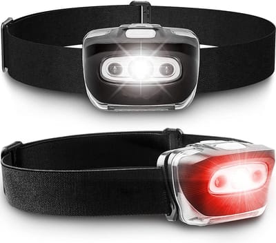Podec Militaire Hoofdlamp - LED - Rood & Wit Licht - IPX4 Waterdicht - Verstelbaar & Lichtgewicht - Zwart