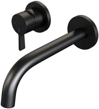 Brauer Black Edition Inbouw Wastafelmengkraan met Gebogen Uitloop en Rozetten Model E2 Mat Zwart