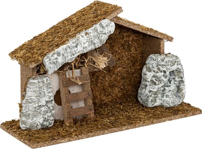 Feeric Lights & Christmas Lege kerststal - zonder figuren - L30,5 x B11,5 x H19 cm - hout