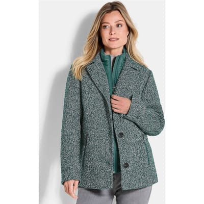 Jack in 2-in-1-look met gewatteerde inzet - smaragd / wit / gedess. - Gr. 19 van Goldner Fashion