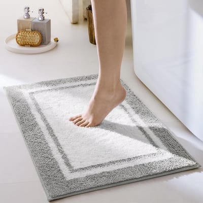 Microvezel Badmat - Badkamer Tapijt - Veilig Douchen - Zeer Absorberend - 60x40cm - Grijs
